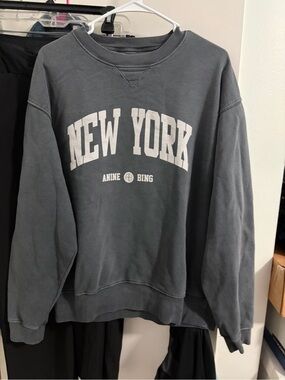 Anine Bing New York Large L washed black gray sweatshirt